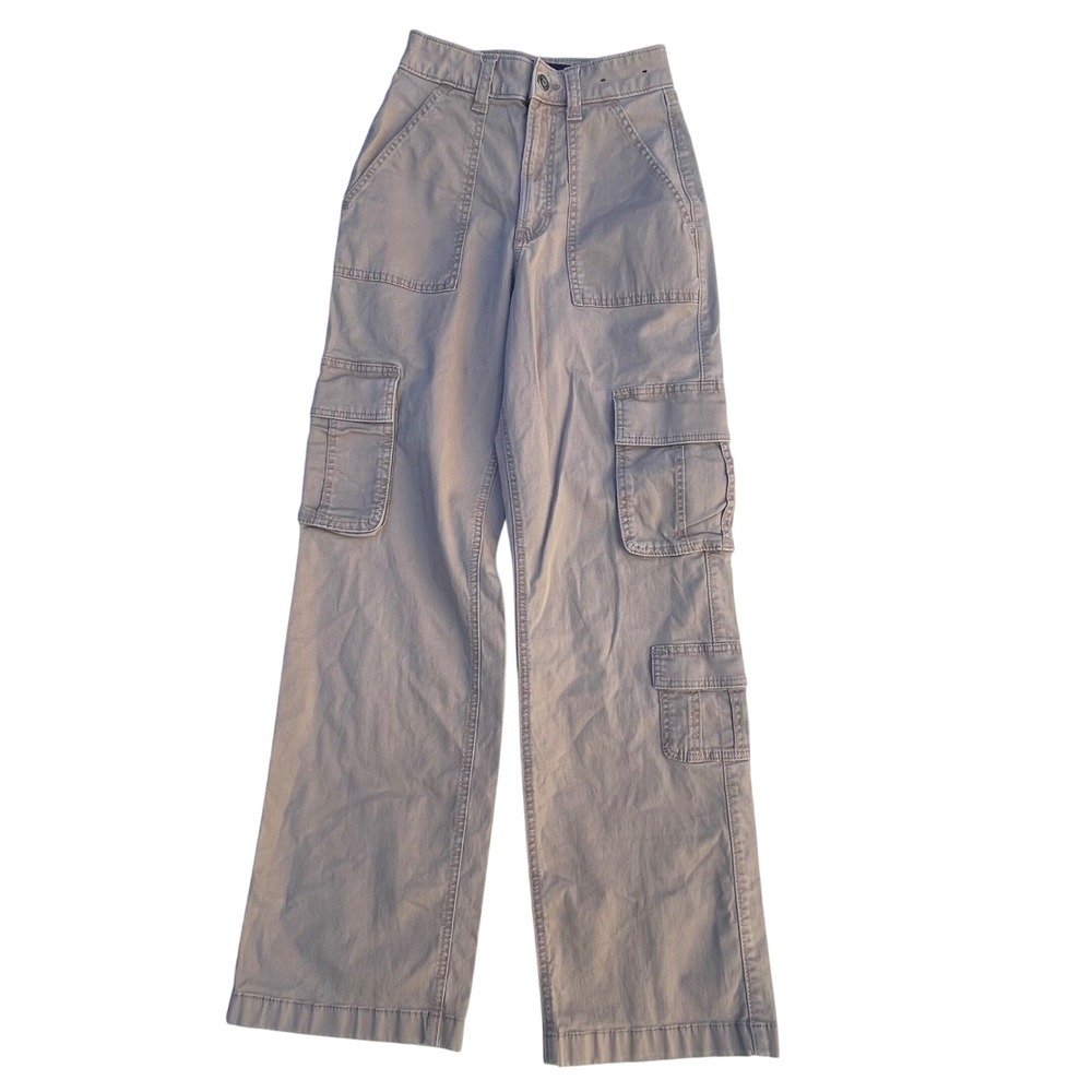 Hollister Pants Women 23R 000R Ultra High-Rise Baggy Wide Leg Khaki Cargo Pants